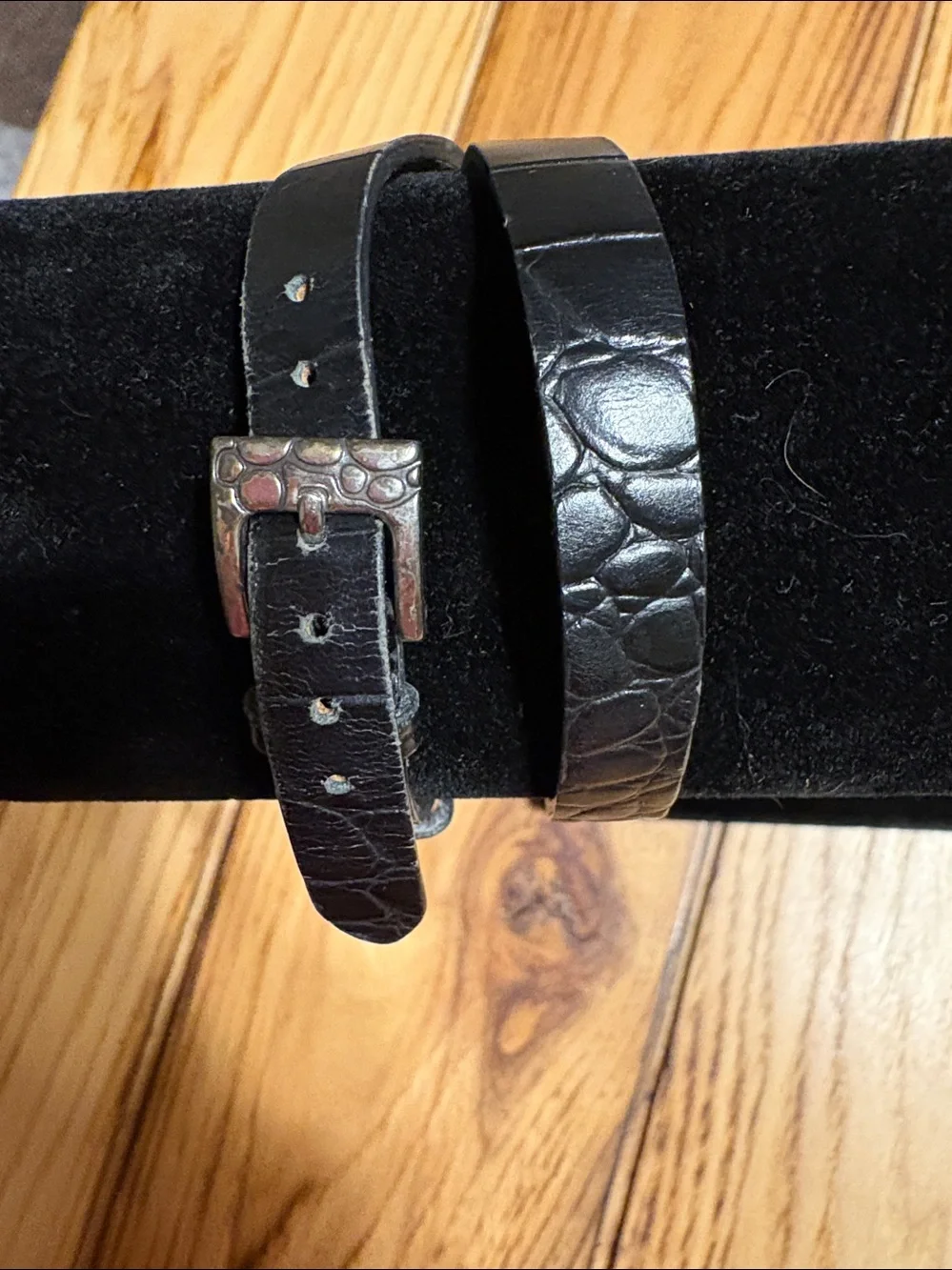 Brighton Petosky is Black Leather Wrap Watch with Silver-Tone Decorative Case